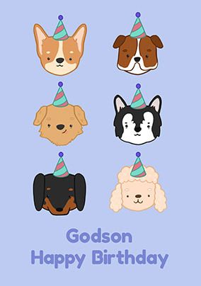 Godson Dogs Personalised Birthday Card