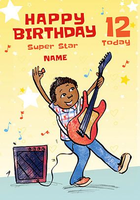 Super Star 12th Birthday Personalised Card