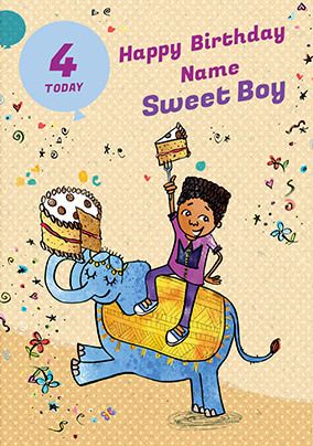 Happy 4th Birthday Sweet Boy Personalised card