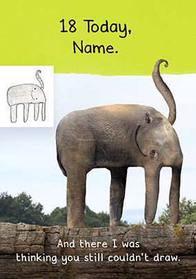 18th Birthday Elephant Funny Personalised Card
