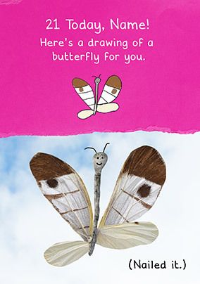21st Birthday Butterfly Funny Personalised Card