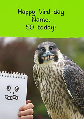 50th Birthday Falcon Funny Personalised Card