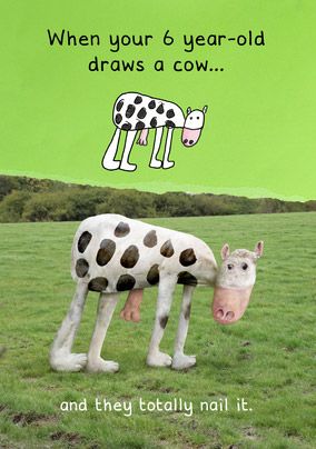 Cow I have Drawn personalised Birthday Card