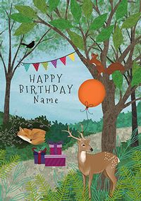 Happy Birthday Woodland Personalised Card