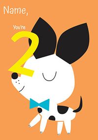 You're 2 Cute Dog Personalised Birthday Card