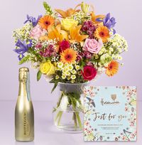 Tap to view Birthday Bouquet Gift Set with Chocs and Fizz