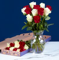 Sweetheart Red and White Rose  Letterbox