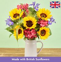 British Sunflower and Iris Jug Arrangement