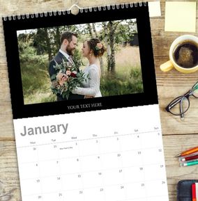 Black Background Personalised Photo Calendar