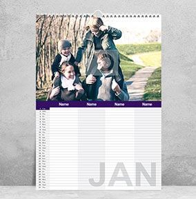 Personalised Family Calendar for Four