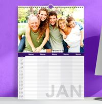 Personalised Family Calendar For Five