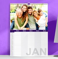 Personalised Family Calendar For Five