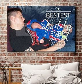 Bestest Daddy Ever Photo Canvas Print - Landscape