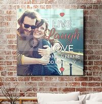 Tap to view Live, Laugh, Love Full Photo Upload Canvas Print - Square