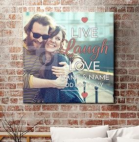 Live, Laugh, Love Full Photo Upload Canvas Print - Square