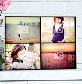 4 Photo Canvas Print - Landscape, Black Border