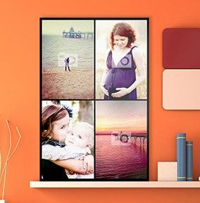 4 Photo Canvas Print - Portrait, Black Border