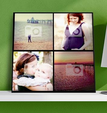4 Photo Canvas Print - Square, Black Border