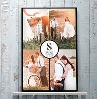4 Photos Portrait Canvas Print - Black Border & Text 