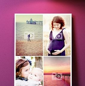 4 Photo Canvas Print - Portrait, White Border