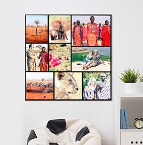 9 Photo Canvas Print - Square, Black Border