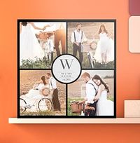 4 Photo Canvas Print with Text - Square, Black Border