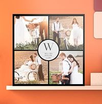 Tap to view 4 Photo Canvas Print with Text - Square, Black Border