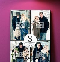 Tap to view 4 Photo Portrait Canvas Print - Black Border & Text