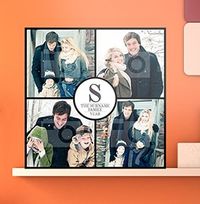 Tap to view 4 Photo Canvas Print - Square, Black Border & Text