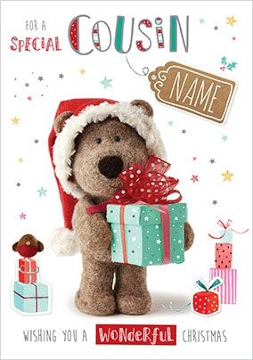 Barley Bear Cousin at Christmas Personalised Card