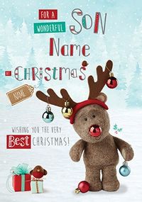 Tap to view Barley Bear Son Personalised Christmas Card
