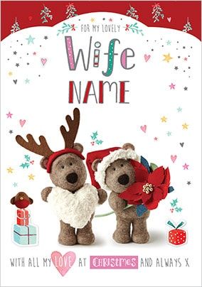 Barley Bear Wife Personalised Christmas Card