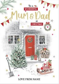 Wonderful Mum & Dad At Christmas Personalised Card
