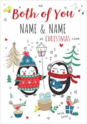 Both of You Penguins Personalised Christmas Card