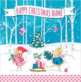 Christmas Mice Personalised Card