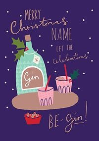 Let The Celebrating Be-Gin Christmas Card