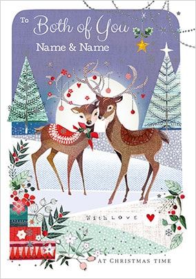 Contemporary Cute Deer Christmas Card