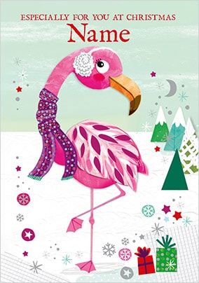 Festive Flamingo Daughter Christmas Card