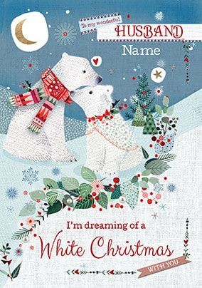 Cute Polar Bear Husband Christmas Card