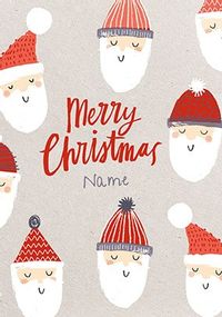 Merry Christmas Santa Pattern Personalised Card