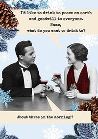 Drink To Peace Personalised Christmas Card