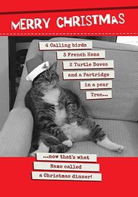 Christmas Dinner Fat Cat Personalised Card