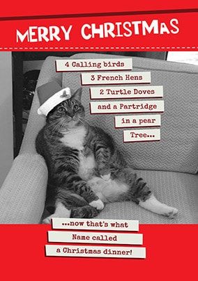 Christmas Dinner Fat Cat Personalised Card | Funky Pigeon Christmas Dinner Fat Cat Personalised Card | Funky Pigeon