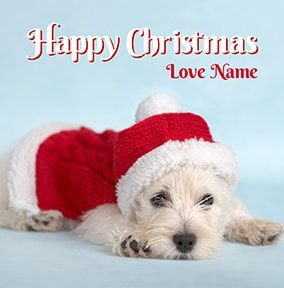 Happy Christmas Santa Puppy Personalised Card