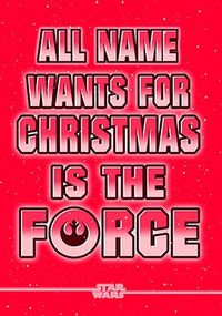 Star Wars The Force For Christmas Personalised Card