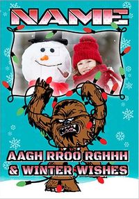 Tap to view Star Wars Chewie Winter Wishes Photo Christmas Card