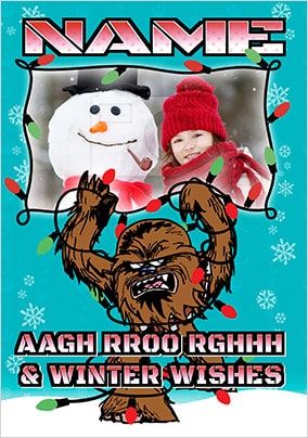 Star Wars Chewie Winter Wishes Photo Christmas Card