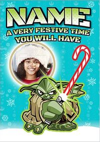 Star Wars Yoda Festive Time Photo Christmas Card