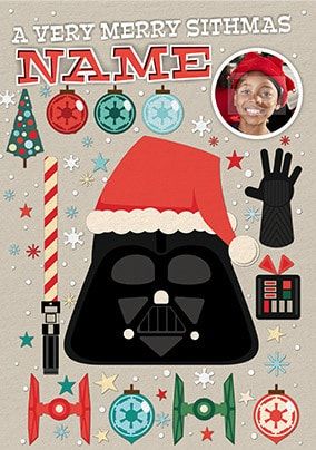 Star Wars Darth Vadar Bauble Photo Christmas Card