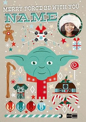 Star Wars Yoda Bauble Photo Christmas Card